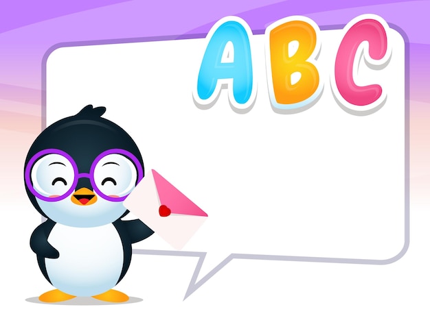 Happy Cute Penguin With Big Bubble Speech