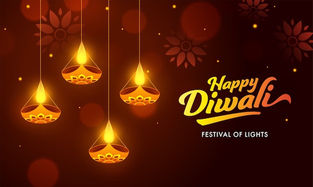 Happy Diwali Celebration Banner Design Urządzone