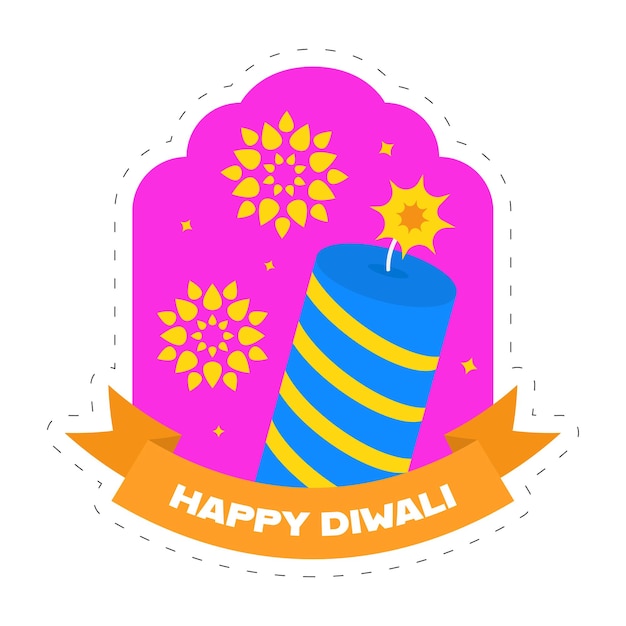 Happy Diwali Celebration Concept Z Fajerwerkami Bomba Mandala Lub Kwiaty Na Purpurowym I Białym Tle