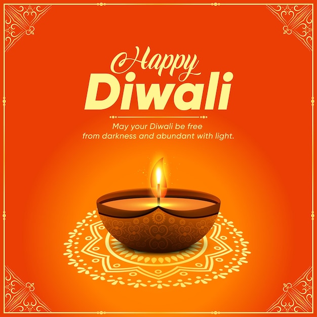 Happy Diwali Festival Post Design, Indyjski Festiwal Deepawali