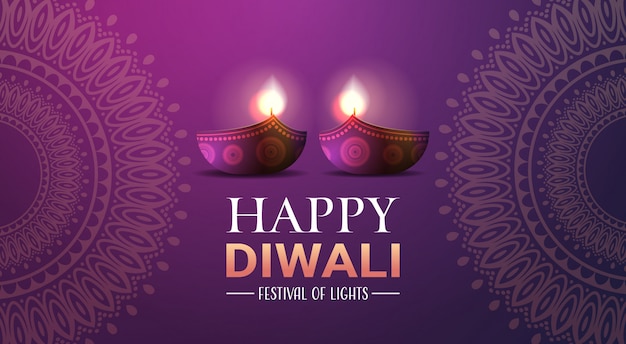 Happy Diwali tradycyjne indyjskie światła hinduskiego festiwalu banner