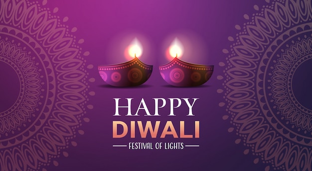 Happy Diwali Tradycyjne Indyjskie światła Hinduskiego Festiwalu Banner