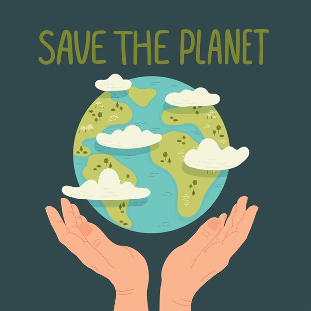 Happy Earth Day Save Nature Vector eco ilustracja dla mediów społecznościowych plakat banner karty ulotki