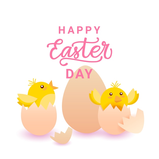 Happy Easter Day Card Z żółtym Kurczakiem W Jajku