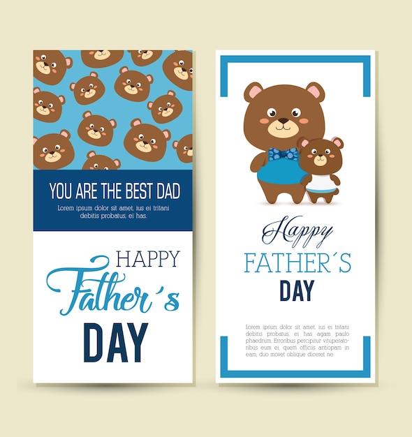 Plik wektorowy happy fasthers day card with bears