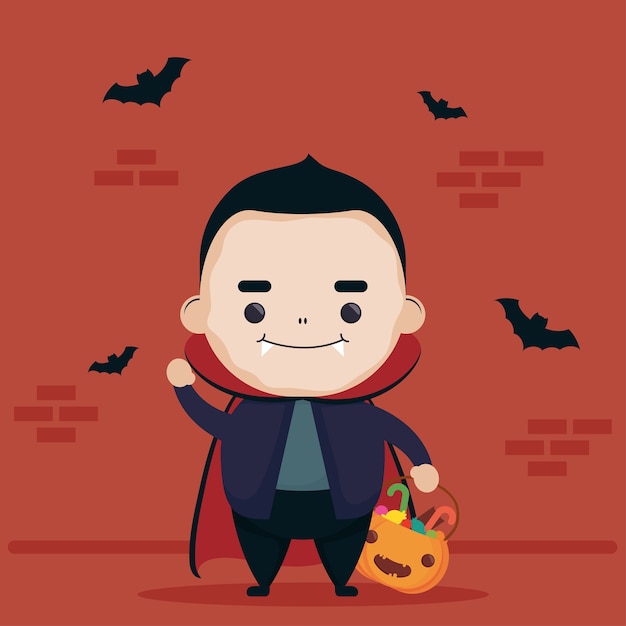 Happy halloween cute dracula i latające nietoperze