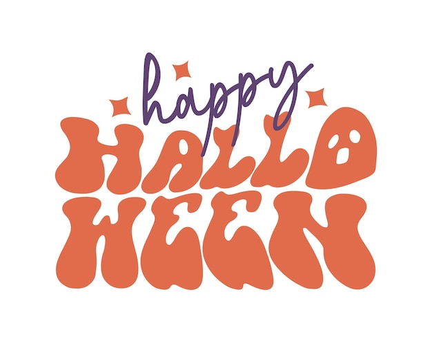 Happy Halloween Cytat Retro Faliste 3d Sublimacji Typografii Svg Na Białym Tle