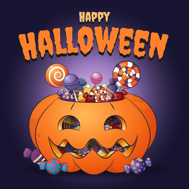Happy Halloween Dynia pełna cukierków Ilustracja wektorowa