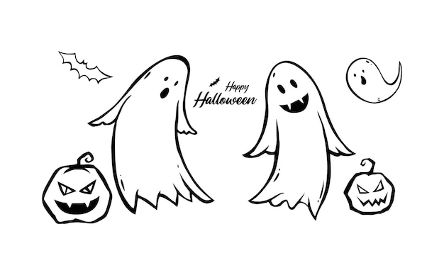 Happy Halloween Elementy Projektu Na Białym Tle, Ilustracji Wektorowych