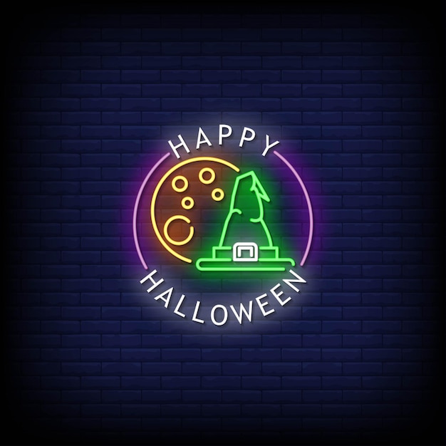 Happy Halloween Neon Signs Style Text