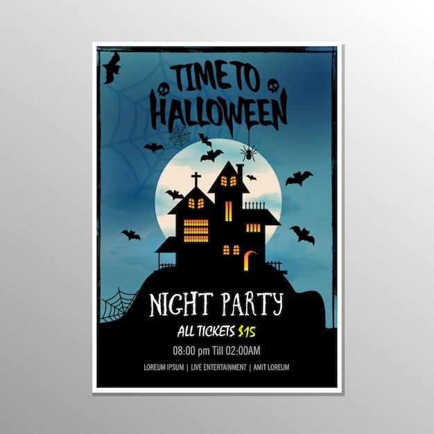Happy Halloween Night Party Poster. Ilustracji Wektorowych.