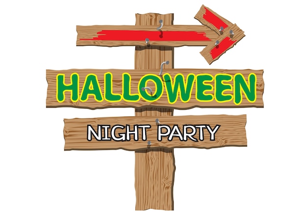 Happy Halloween Night Party Znak Drewna