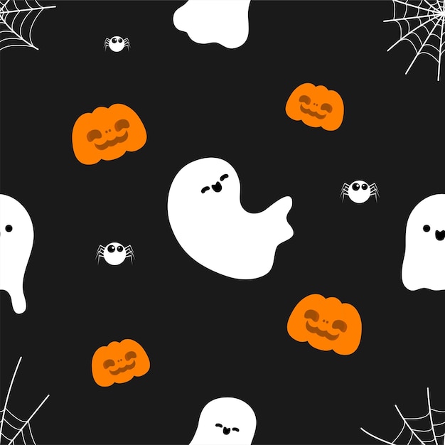 Happy halloween party bezszwowe wzór z cute duchów sztuczka lub leczenie tła Holiday cartoon