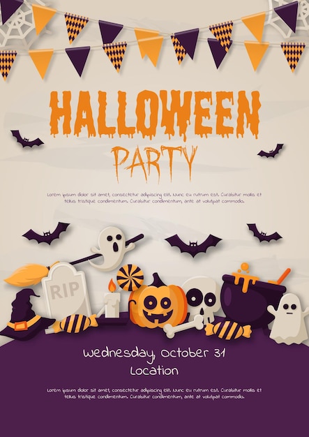 Happy Halloween Party Plakat Szablon Wektor