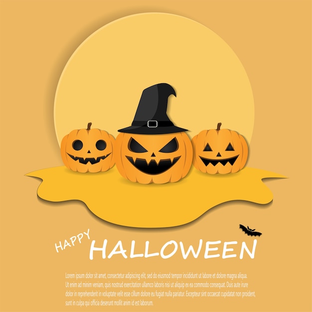 Happy Halloween Plakat Dynia Na Tle Pełni Księżyca