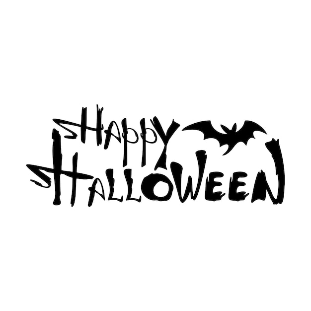 Happy Halloween Ręcznie Rysowane Napis Z Bat
