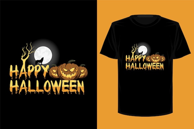 Happy Halloween Retro Vintage T Shirt Design