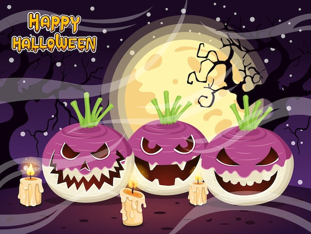 Plik wektorowy happy halloween rzepa w dawnej kolekcji elementów z księżycowym tłem ilustracji wektorowych