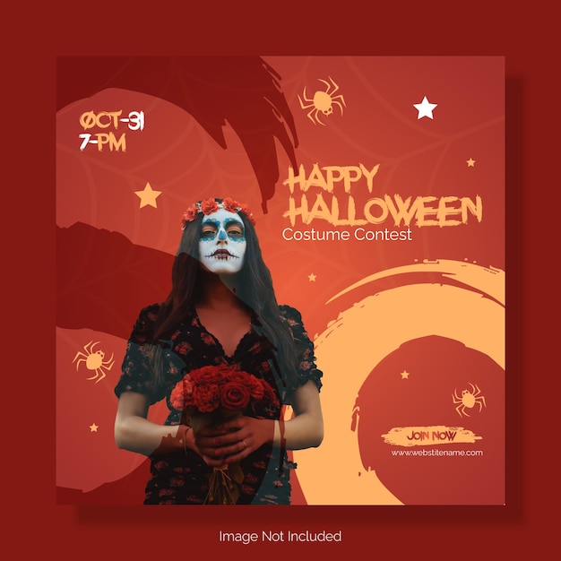 Happy Halloween Social Media Post Banner Lub Szablon Ulotki