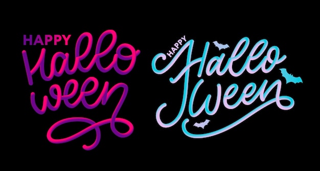 Happy Halloween Text Banner, Napis Kaligrafii Zestaw 3d