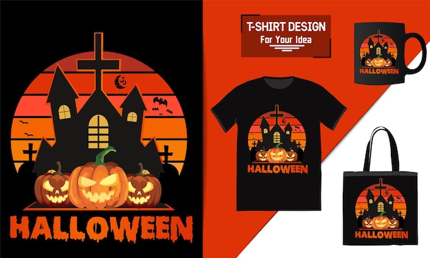 Happy Halloween Tshirt Design Wektor Szablon Projektu Element Typografii