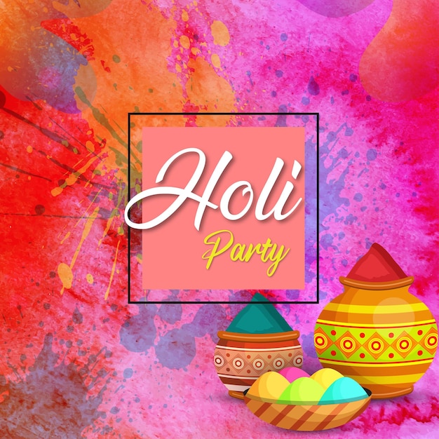 Plik wektorowy happy holi pozdrowienia czerwony fioletowy kolorowy indyjski hinduizm festiwal social media tło