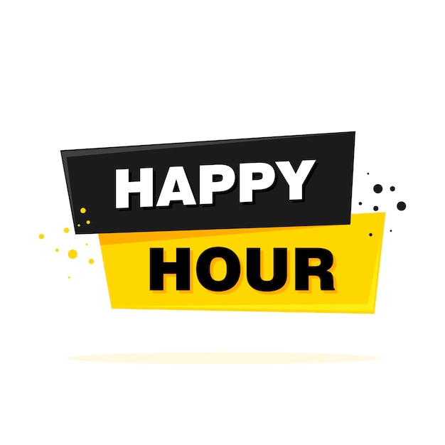 Happy Hour Etykieta Znak. Ilustracja Wektorowa Transparent.