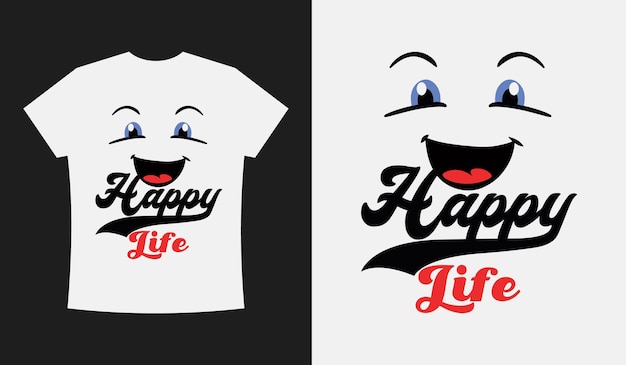 Plik wektorowy happy life typografia bulk custom tshirt design vector template