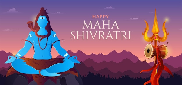 Happy Maha Shivratri, Lord Shankar Podczas Medytacji W Himalajach