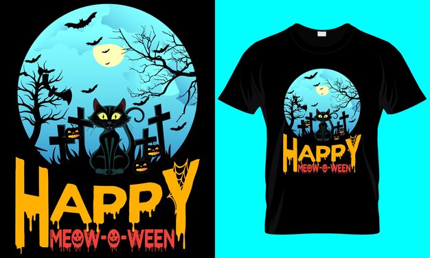 Happy Meow O Ween Tshirt Projekt Typografii I Kreatywny Halloween Tshirt Projekt