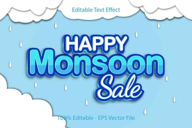 Happy Monsoon Sale Projekt 3d Emboss Cartoon Style