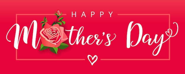 Happy Mother's Day Gratulacje Koncepcja śliczna Kwiecista Typografia Z Rocznika Różą