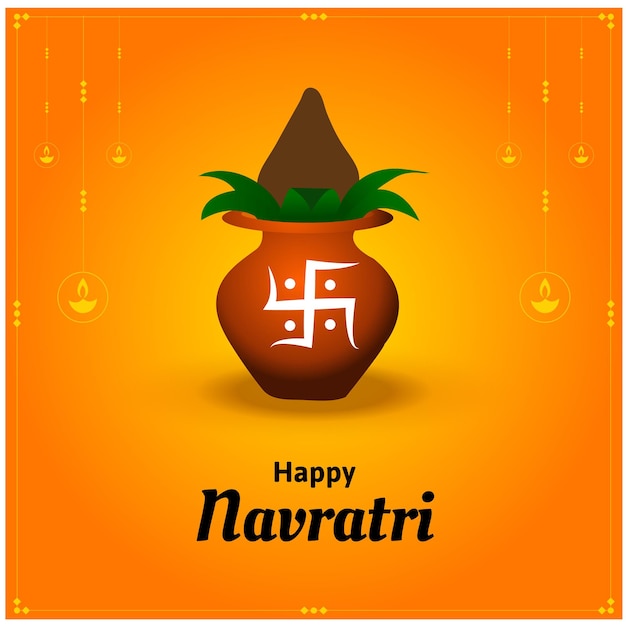 Happy Navratri Indian Hindu Festival Celebration Vector Illustration