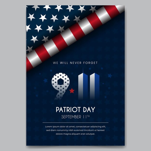 Happy Patriot Day 11 Września Projekt Plakatu Z Ilustracją Rolki Flagi