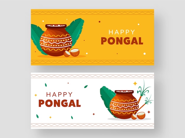 Happy Pongal Celebration Banner Design Z Puli Błota