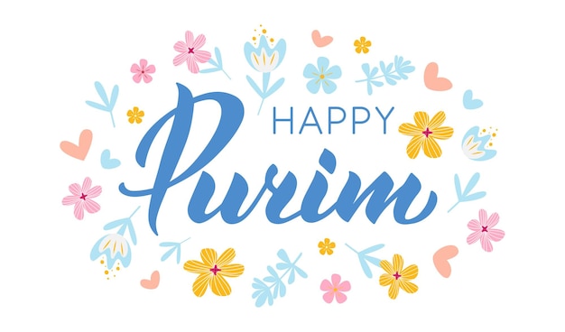 Happy Purim Ręcznie Rysowane Napis Tekst żydowskie Wakacje Kartkę Z życzeniami Nowoczesna Kaligrafia Atramentu Pędzla