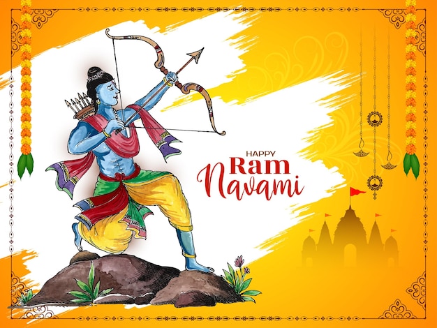 Happy Ram Navami Festival Tradycyjny Projekt Tła Uroczystości