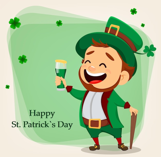 Happy Saint Patrick's Day Pozdrowienie Z Charakterem W Kapeluszu