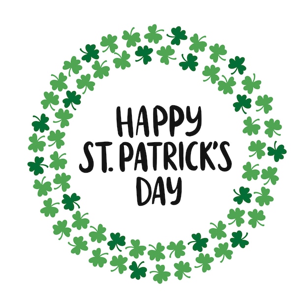 Happy Saint Patricks day celebracja ilustracja Ręcznie rysowane wektor napis z koniczynką Plakat festiwalu piwa Irlandias lucky shamrock plakat Element dla karty internetowej baner ulotki