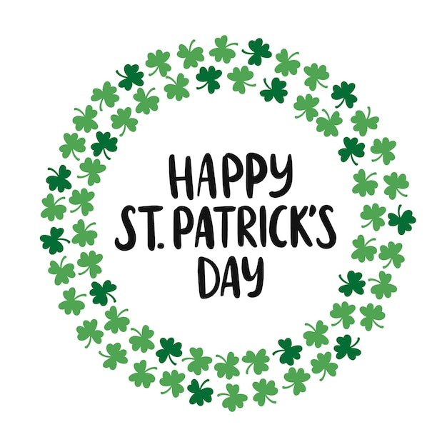 Happy Saint Patricks Day Celebracja Ilustracja Ręcznie Rysowane Wektor Napis Z Koniczynką Plakat Festiwalu Piwa Irlandias Lucky Shamrock Plakat Element Dla Karty Internetowej Baner Ulotki