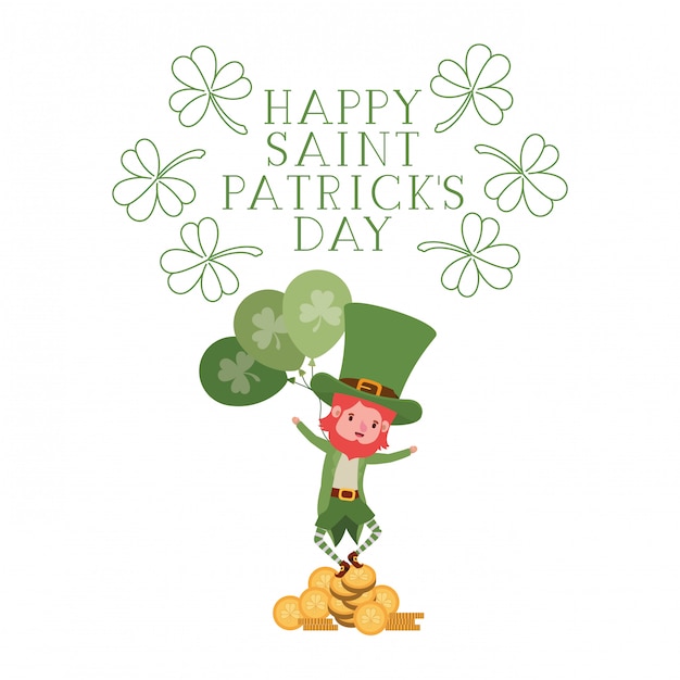 Plik wektorowy happy saint patricks day label z charakterem leprechaun