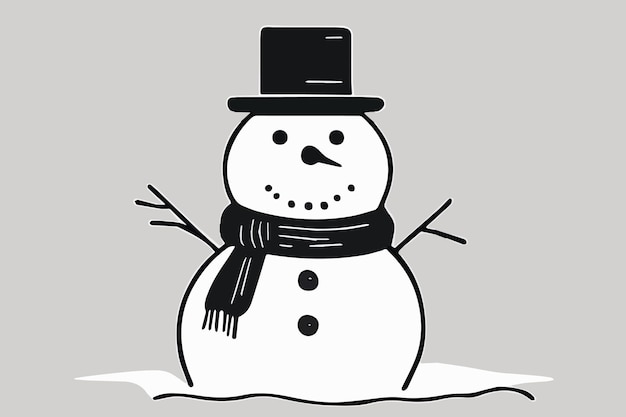 Happy Snowman Winter Rysunek Naszkicowany Styl Ilustracji Wektorowych