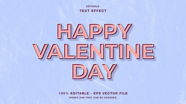 Happy Valentine Day Retro Edytowalny Efekt Tekstowy