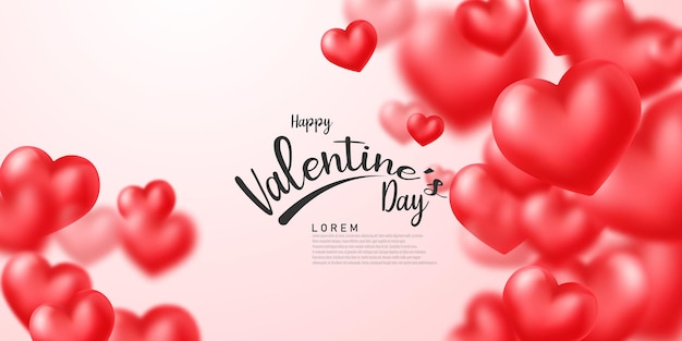 Happy Valentine's Day Celebration Background Z Balonami Serca Piękna Ilustracja Wektorowa