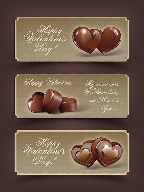 Plik wektorowy happy valentine's day czekoladki ilustracja banery