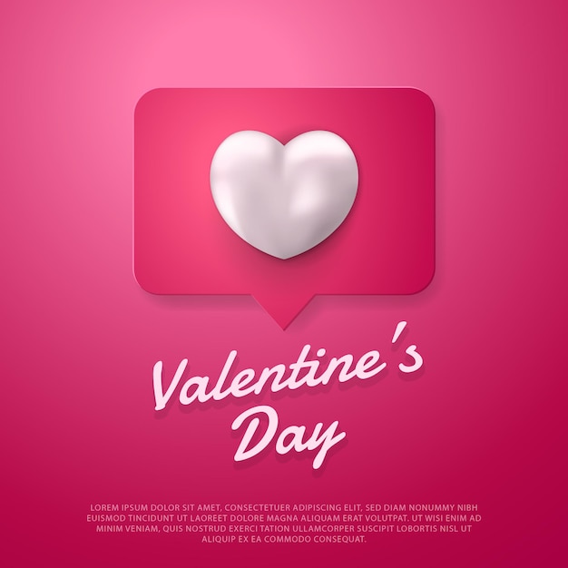 Happy Valentines Day Ilustracja Na Różowym Tle Z Balonem 3d Miłości Do Ulotki Lub Karty Banner