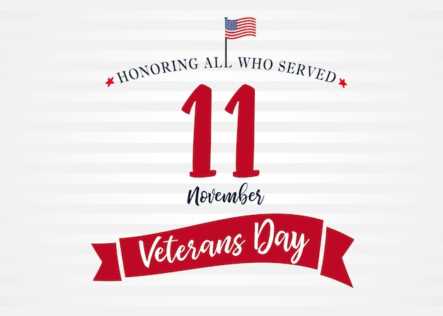 Plik wektorowy happy veterans day usa, 11 listopada kreatywny typografii, koncepcja karty z pozdrowieniami.