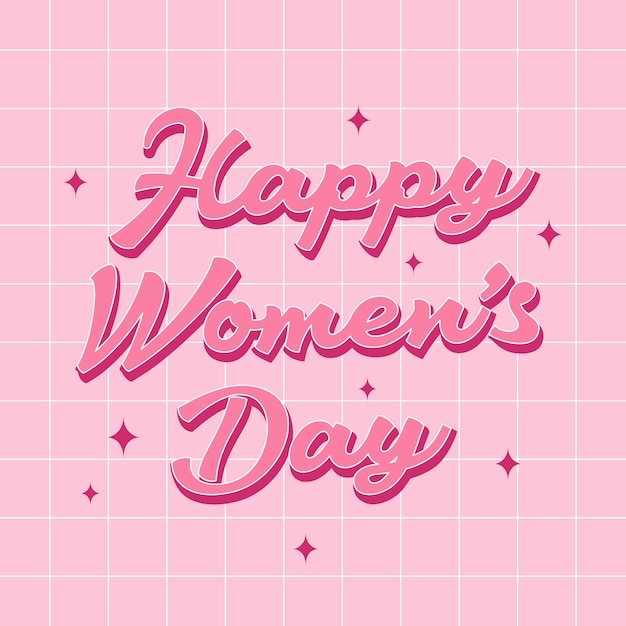 Happyl Women's Day Modny Retro Różowy Slogan Cytat W Stylu Lat 70. Szablon Mediów Społecznościowych Z życzeniami