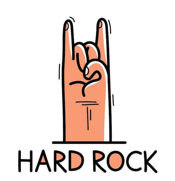 Hard Rock I Heavy Metal Diabelskie Rogi Gest Ręka Wektor Płaski Ilustracja Na Białym Tle.