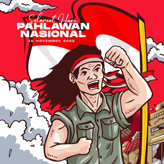 Hari Pahlawan Nasional Lub Indonezyjskie Tło Dni Bohatera